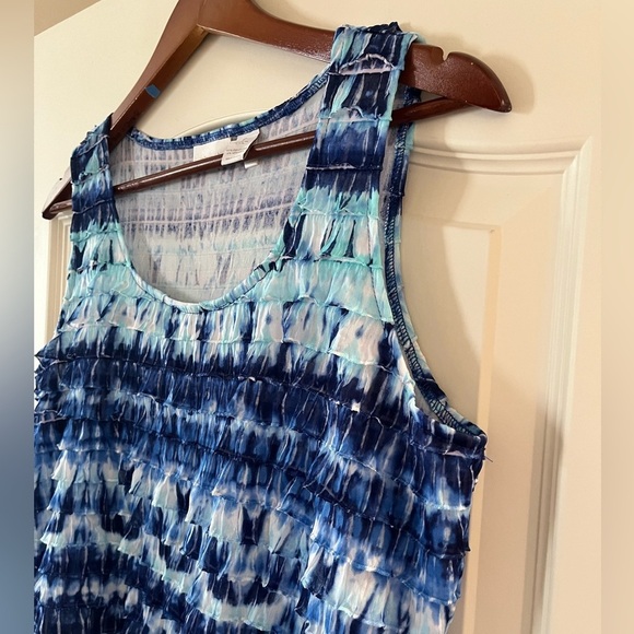 Chico’s Mixed Blues Sleeveless Ruffle Tiered Blouse Women’s Size Medium - Picture 5 of 11